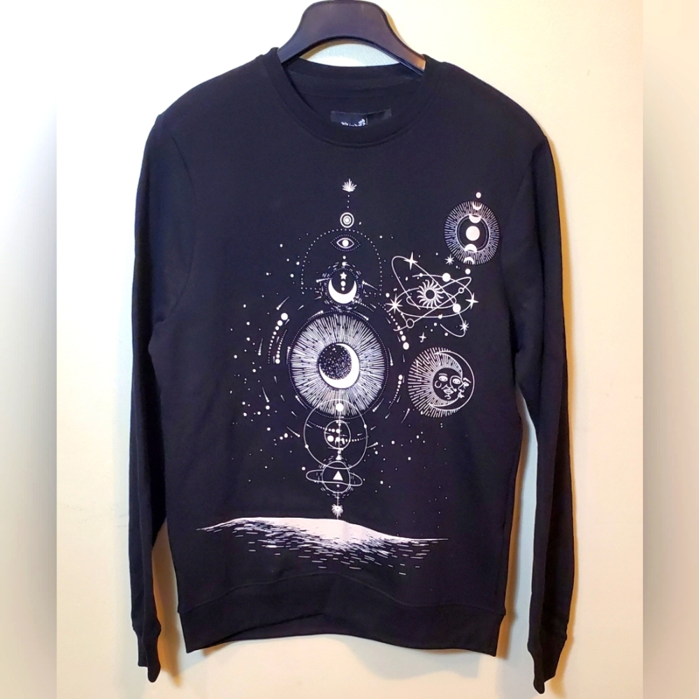 Blind Rooster Celestial Graphic Pullover Sweater Size Small